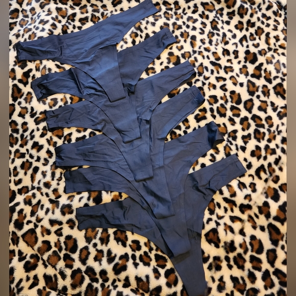 💋 NEW 6 Pack Seamless Black Micro Thong Panties Women's Size Large - Picture 6 of 10